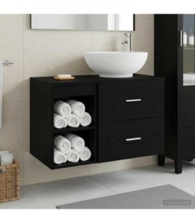 vidaXL Bathroom Furniture Set 2 pcs Black Oak Engineered Wood — V0672201461