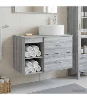 vidaXL Bathroom Furniture Set 2 pcs Grey Sonoma Engineered Wood — V0672201483