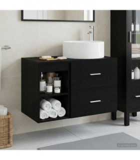 vidaXL Bathroom Furniture Set 2 pcs Black Oak Engineered Wood — V0672201484