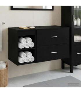 vidaXL Bathroom Furniture Set 2 pcs Black Oak Engineered Wood — V0672201485