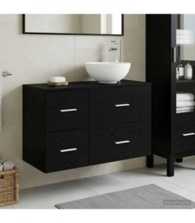 vidaXL Bathroom Furniture Set 2 pcs Black Oak Engineered Wood — V0672201503
