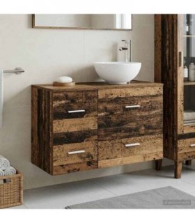 vidaXL Bathroom Furniture Set 2 pcs Old Wood Engineered Wood — V0672201508