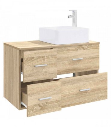 vidaXL Bathroom Furniture Set 2 pcs Sonoma Oak Engineered Wood — V0672201513
