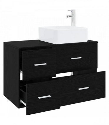 vidaXL Bathroom Furniture Set 2 pcs Black Oak Engineered Wood — V0672201515