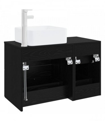 vidaXL Bathroom Furniture Set 2 pcs Black Oak Engineered Wood — V0672201515