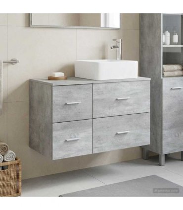 vidaXL Bathroom Furniture Set 2 pcs Concrete Grey Engineered Wood — V0672201516