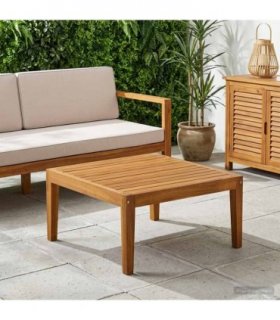 vidaXL Table Solid Acacia Wood Natural 60 x 60 x 30 cm — Colour: Black and anthracite