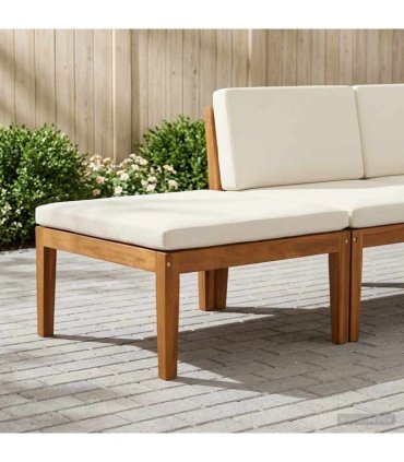 vidaXL Footrest Solid Acacia Wood Natural — Colour: Beige and cream white