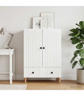 vidaXL Sideboard with Drawer White 66 x 34.5 x 95 cm Engineered Wood