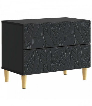 vidaXL Bedside Table Black 62 x 34.5 x 48 cm Engineered Wood