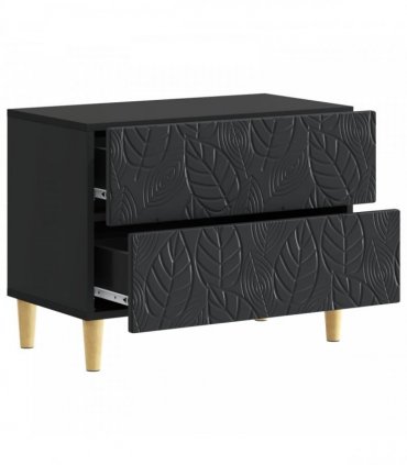 vidaXL Bedside Table Black 62 x 34.5 x 48 cm Engineered Wood