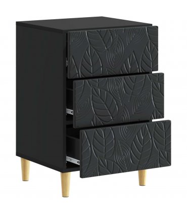 vidaXL Bedside Table Black 43 x 39.5 x 66.5 cm Engineered Wood