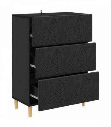 vidaXL Drawer Cabinet Black 66 x 34.5 x 90 cm Engineered Wood — V0672202758