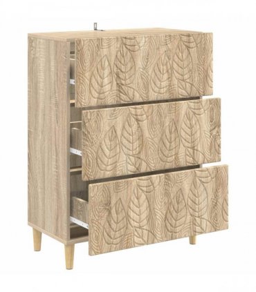 vidaXL Drawer Cabinet Sonoma Oak 66 x 34.5 x 90 cm Engineered Wood — V0672202760