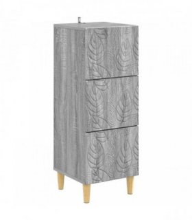 vidaXL Drawer Cabinet Grey Sonoma 33 x 34.5 x 90 cm Engineered Wood — V0672202766