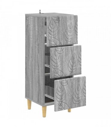 vidaXL Drawer Cabinet Grey Sonoma 33 x 34.5 x 90 cm Engineered Wood — V0672202766