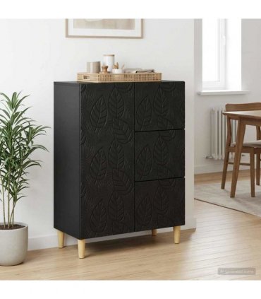 vidaXL Sideboard Black 66 x 34.5 x 90 cm Engineered Wood — V0672202778