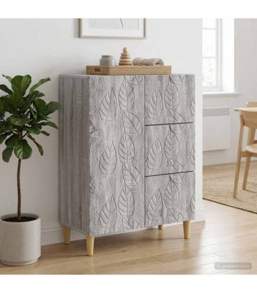 vidaXL Sideboard Grey Sonoma 66 x 34.5 x 90 cm Engineered Wood — V0672202781