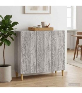 vidaXL Sideboard Grey Sonoma 89 x 34.5 x 80 cm Engineered Wood — V0672202799
