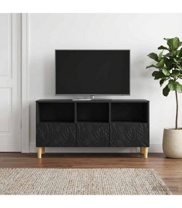 vidaXL TV Cabinet 102 x 34.5 x 50 cm Black Engineered Wood — V0672202820