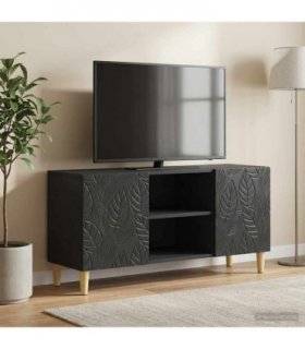 vidaXL TV Cabinet 102 x 34.5 x 50 cm Black Engineered Wood — V0672202837