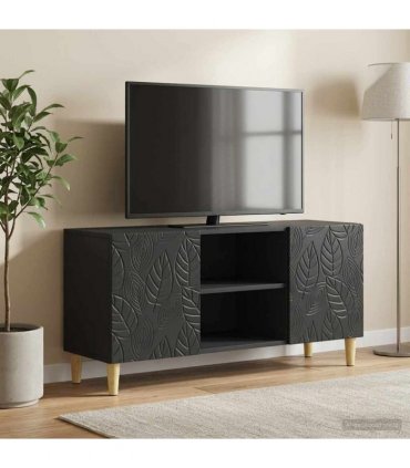 vidaXL TV Cabinet 102 x 34.5 x 50 cm Black Engineered Wood — V0672202837