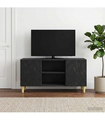 vidaXL TV Cabinet 102 x 34.5 x 50 cm Black Engineered Wood — V0672202837