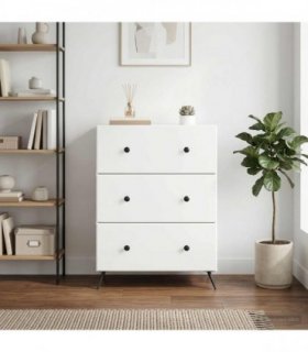 vidaXL Drawer Cabinet White 66 x 34.5 x 90 cm Engineered Wood — V0672202903