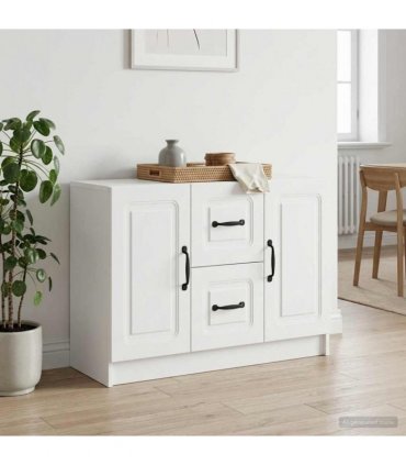 vidaXL Sideboard with Drawer White 89 x 34.5 x 57 cm Engineered Wood — V0672202925