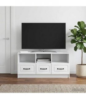 vidaXL TV Cabinet with Drawer White 102 x 34.5 x 47 cm Engineered Wood — V0672202927