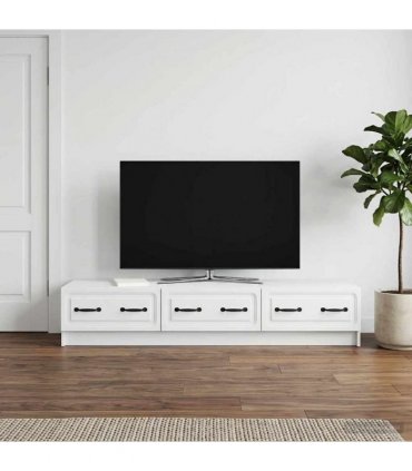 vidaXL TV Cabinet with Drawer White 147 x 34.5 x 27 cm Engineered Wood