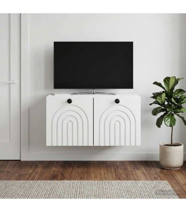 vidaXL Wall-Mounted TV Cabinet White 59.5 x 41 x 30 cm Engineered Wood — V0672203001