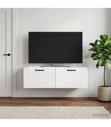 vidaXL Wall-Mounted TV Cabinet White 98 x 41 x 30 cm Engineered Wood — Size: 98 x 41 cm