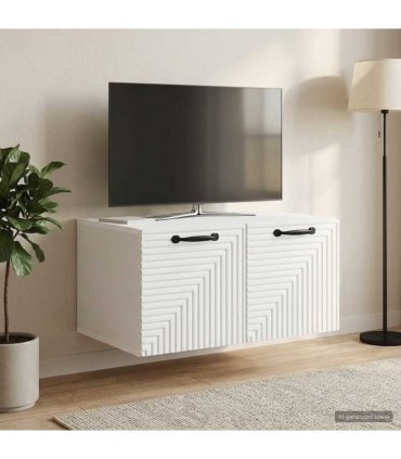 vidaXL Wall-Mounted TV Cabinet White 59.5 x 41 x 30 cm Engineered Wood — Size: 59.5 x 41 cm