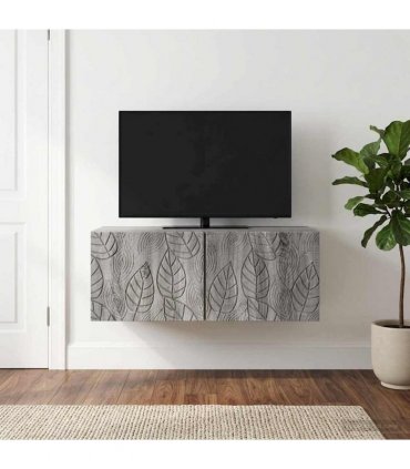 vidaXL Wall-Mounted TV Cabinet 98 x 41 x 30 cm Grey Sonoma — Size: 98 x 41 cm