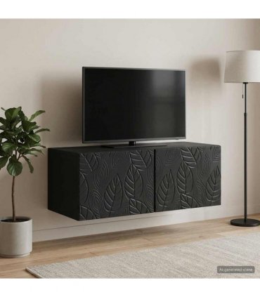 vidaXL Wall-Mounted TV Cabinet 98 x 41 x 30 cm Black Engineered Wood — Size: 98 x 41 cm — V0672203146