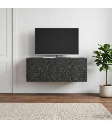 vidaXL Wall-Mounted TV Cabinet 98 x 41 x 30 cm Black Engineered Wood — Size: 98 x 41 cm — V0672203146