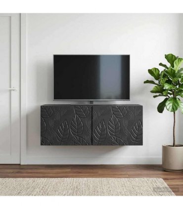 vidaXL Wall-Mounted TV Cabinet 59.5 x 41 x 30 cm Black Engineered Wood — Size: 59.5 x 41 cm — V0672203147