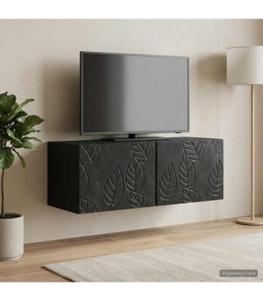 vidaXL Wall-Mounted TV Cabinet 59.5 x 41 x 30 cm Black Engineered Wood — Size: 59.5 x 41 cm — V0672203147