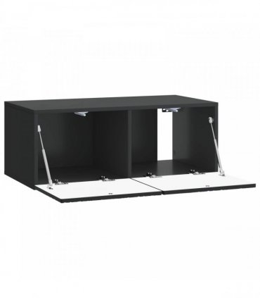 vidaXL Wall-Mounted TV Cabinet 59.5 x 41 x 30 cm Black Engineered Wood — Size: 59.5 x 41 cm — V0672203147