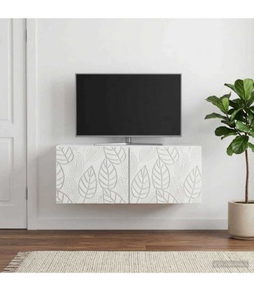 vidaXL Wall-Mounted TV Cabinet 98 x 41 x 30 cm White Engineered Wood — Size: 98 x 41 cm