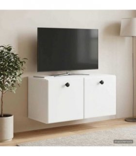 vidaXL Wall-Mounted TV Cabinet 59.5 x 31 x 30 cm White Engineered Wood — Size: 59.5 x 31 cm