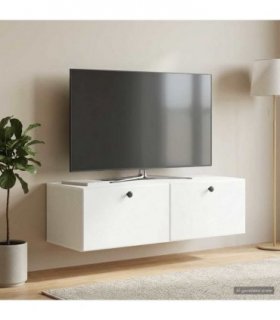 vidaXL Wall-Mounted TV Cabinet 98 x 41 x 30 cm White Engineered Wood — Size: 98 x 41 cm — V0672203252