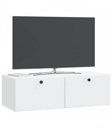 vidaXL Wall-Mounted TV Cabinet 98 x 41 x 30 cm White Engineered Wood — Size: 98 x 41 cm — V0672203252
