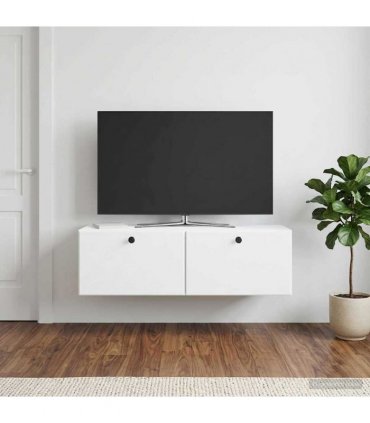 vidaXL Wall-Mounted TV Cabinet 98 x 31 x 30 cm White Engineered Wood — Size: 98 x 31 cm