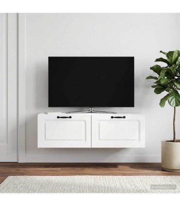 vidaXL Wall-Mounted TV Cabinet White 98 x 41 x 30 cm Engineered Wood — Size: 98 x 41 cm — V0672203281