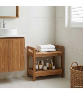 vidaXL Bathroom Shelf Natural 45 x 30 x 45 cm Solid Teak Wood — Model: 2 shelves