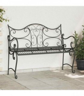 vidaXL Garden Bench 2-Seater 114 x 56.5 x 90 cm Steel Silver Grey