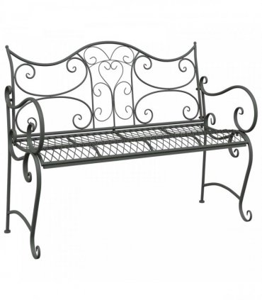vidaXL Garden Bench 2-Seater 114 x 56.5 x 90 cm Steel Silver Grey