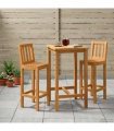 vidaXL Outdoor Bar Set 3 pcs Untreated Solid Teak Wood — Model: with backrest